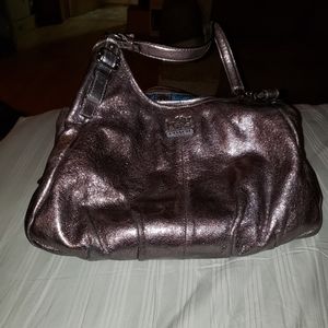 Metallic black/silver coach bag